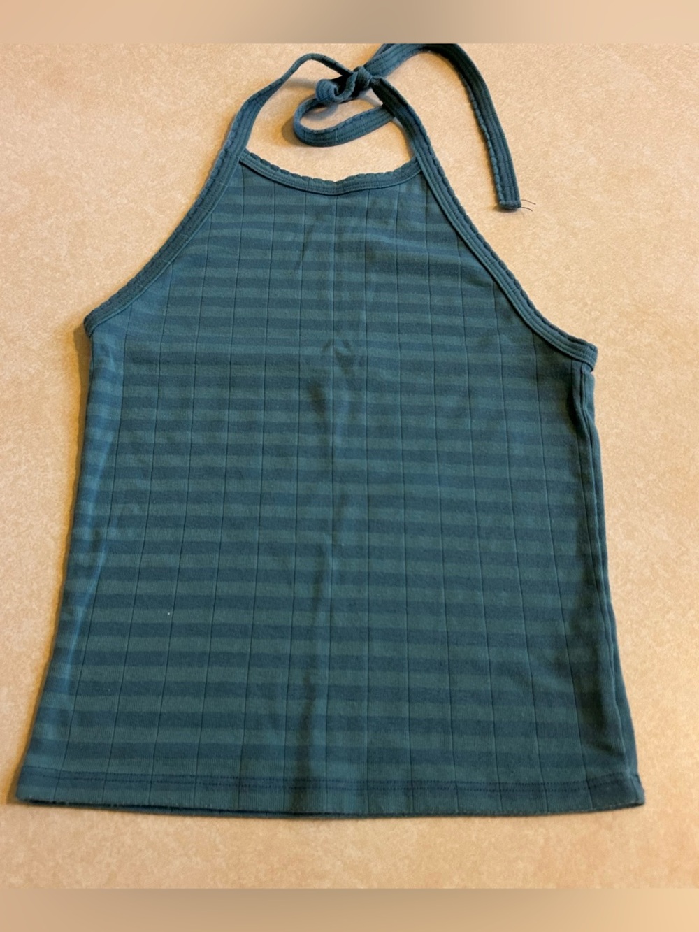 American Eagle Teal Stripe Halter Tank Top XS